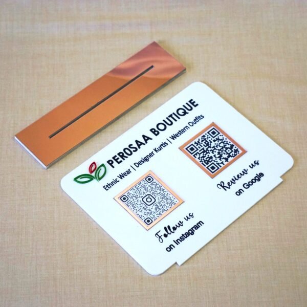 DSC06321 rose gold scanner stand with 2 qr code option rectangular shape