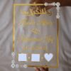 nikah thumb board in transparent and golden color. square design with embellishments on diagonal corners.