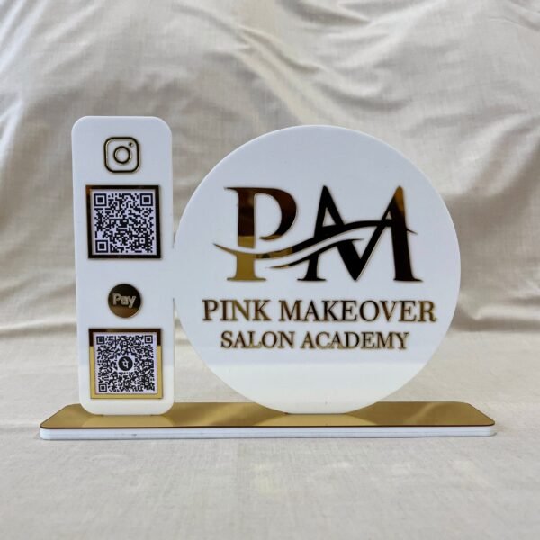 IMG_4545 qr code scanner stand for shops in white and golden color