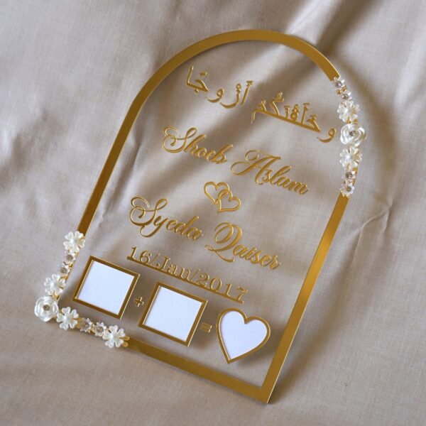 DSC06864 nikah thumb board in golden color with floral embellishments