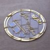 round nikah thumb plate for wedding ceremony made using golden and transparent acrylic sheets, the size of this product is 10 by 10 inches