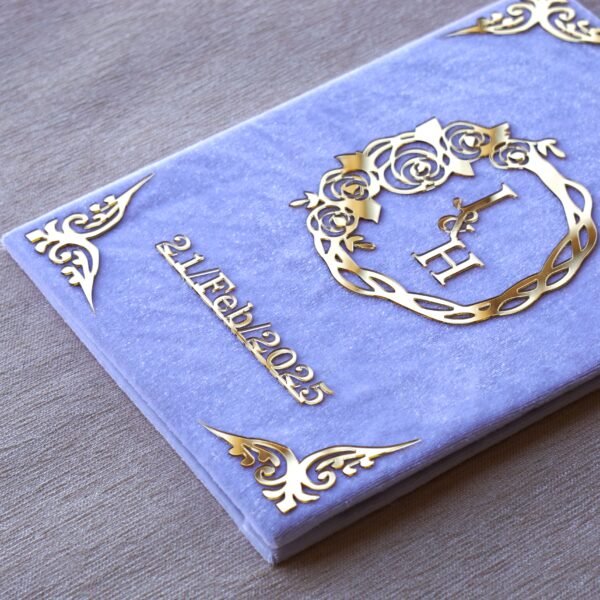 1739705484361 Elegant white and golden customized Nikah Nama booklet crafted from durable acrylic and MDF, perfect for your Nikah ceremony.