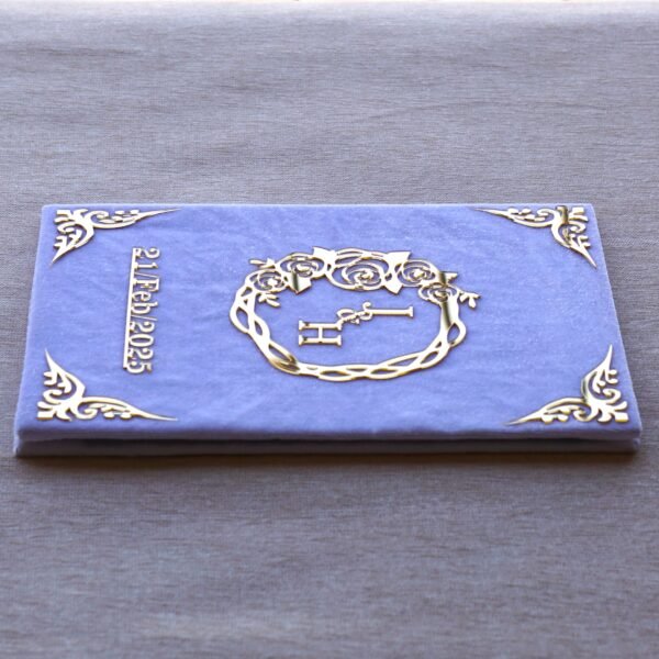 1739705484378 Elegant white and golden customized Nikah Nama booklet crafted from durable acrylic and MDF, perfect for your Nikah ceremony.