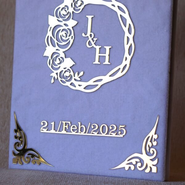 1739705484458 Elegant white and golden customized Nikah Nama booklet crafted from durable acrylic and MDF, perfect for your Nikah ceremony.