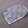 wedding thumb print frame in dome shape with floral embellishments and made with transparent and silver acrylic
