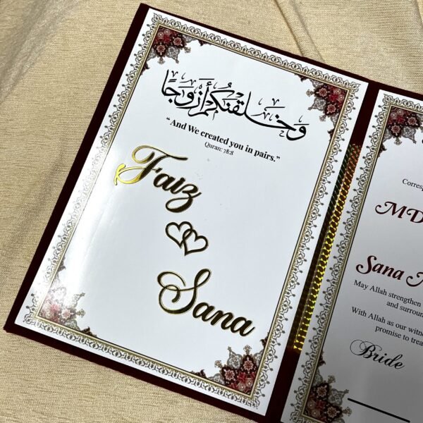IMG_0781 Personalized Nikah Nama Booklet Certificate with Thumbprint - Initial Design