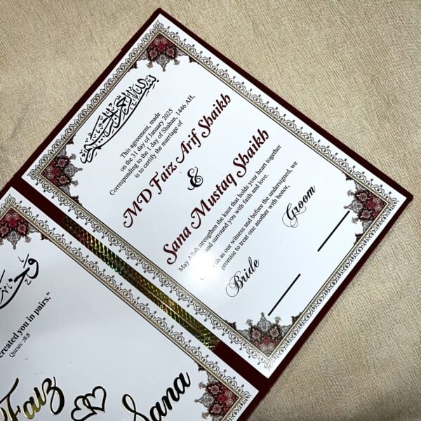 IMG_0804 Personalized Nikah Nama Booklet with customized initials design inside photo