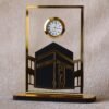 Islamic desk clock in Kaaba design, this product is made using acrylic, and this is used as a clock for an office desk, or it can be displayed on a shelf. It can be a perfect gift for Muslims.