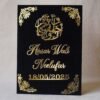 Black nikah nama made using black velvet, MDF, and acrylic cutouts; it can be a perfect wedding gift for couples. This can last forever; hence, it can be a perfect keepsake. Signing and thumbprinting this nikah nama can add a special moment to your wedding.