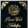 Black nikah nama made using black velvet, MDF, and acrylic cutouts; it can be a perfect wedding gift for couples. This can last forever; hence, it can be a perfect keepsake. Signing and thumbprinting this nikah nama can add a special moment to your wedding.