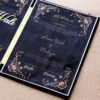 Black nikah nama made using black velvet, MDF, and acrylic cutouts; it can be a perfect wedding gift for couples. This can last forever; hence, it can be a perfect keepsake. Signing and thumbprinting this nikah nama can add a special moment to your wedding.